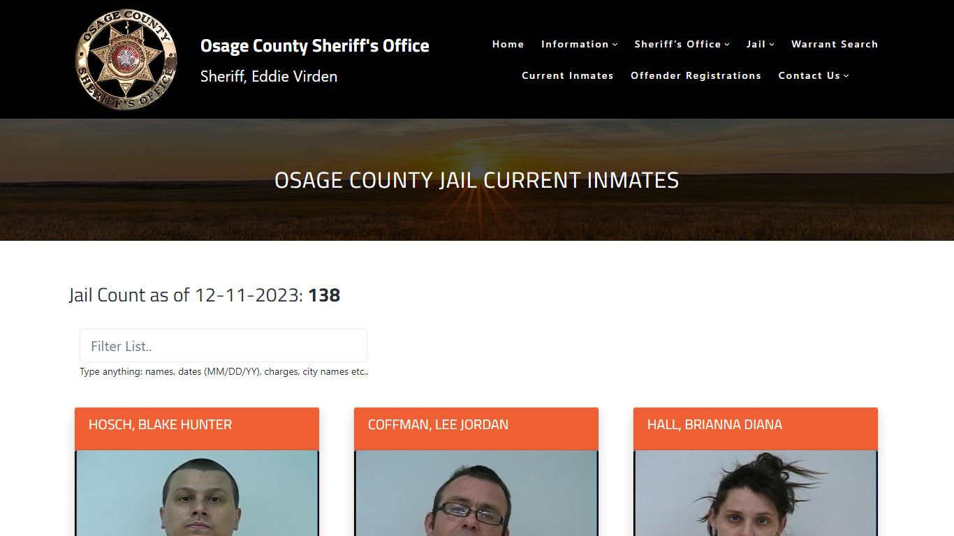 Osage County Jail Current Inmates – Osage County Sheriff's Office