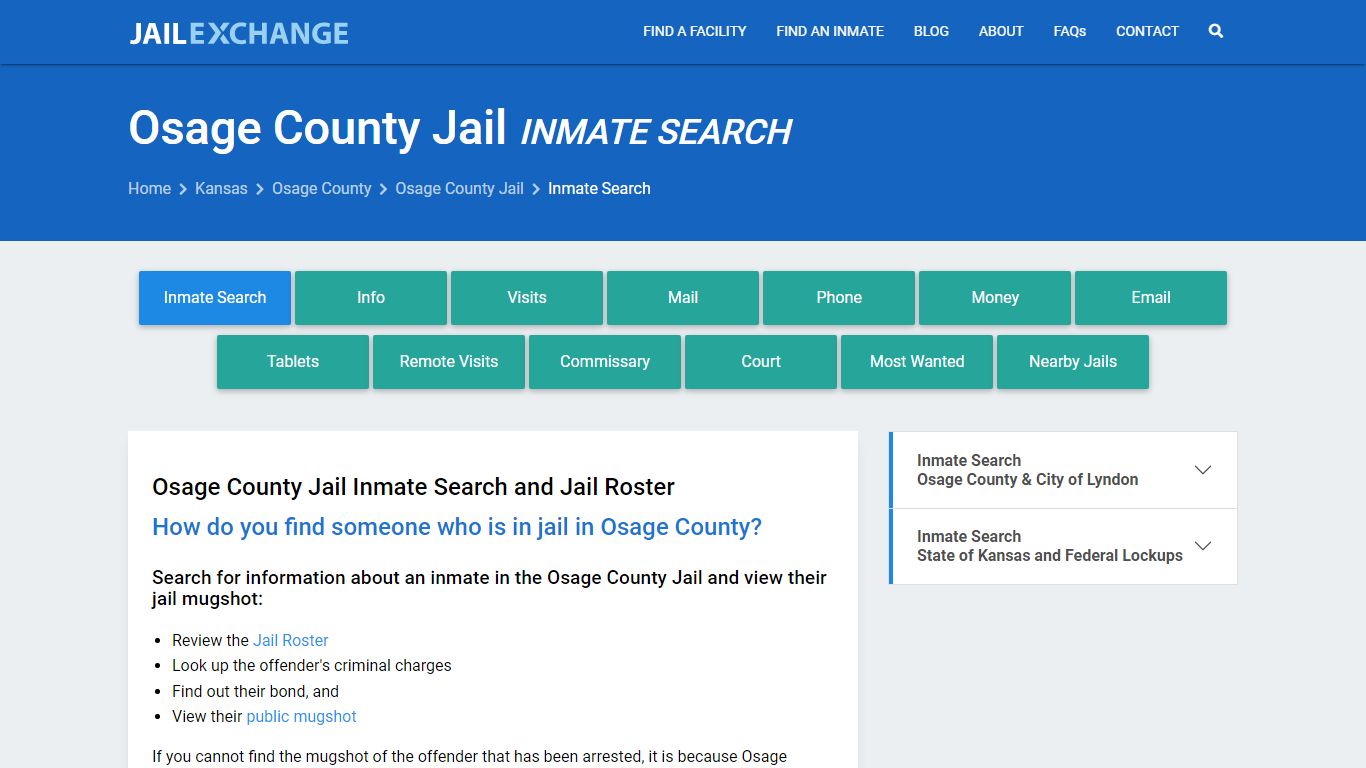Inmate Search: Roster & Mugshots - Osage County Jail, KS